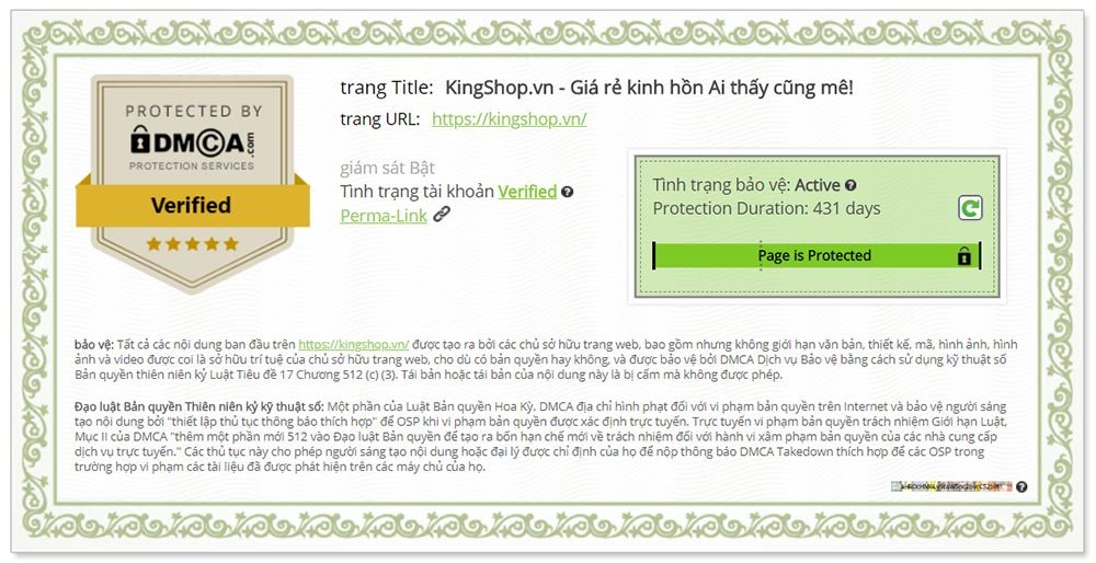 Chứng nhận bản quyền Digital Millennium Copyright Act (DMCA)