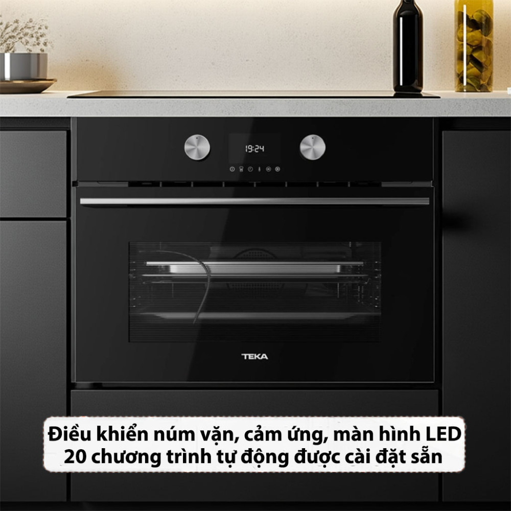 Lò hấp kết hợp nướng Teka HLC-8470-SC-BK thiết kế bảng điều khiển hiện đại, nhiều chương trình nấu 