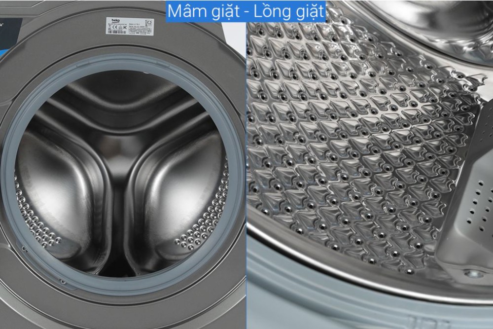 Lồng giặt bằng thép không gỉ thiết kế dạng sóng, giặt sạch hiệu quả