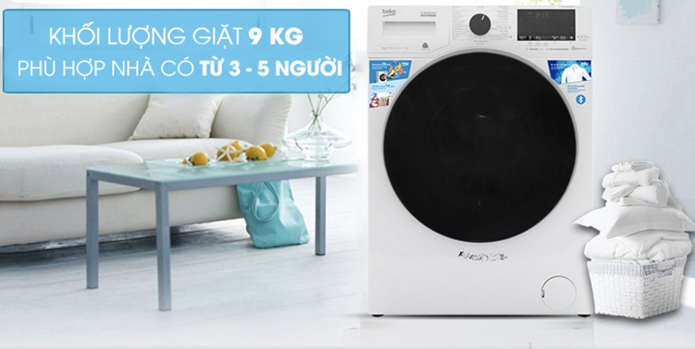 Khối lượng giặt 9 kg, phù hợp cho gia đình 3 - 5 người.
