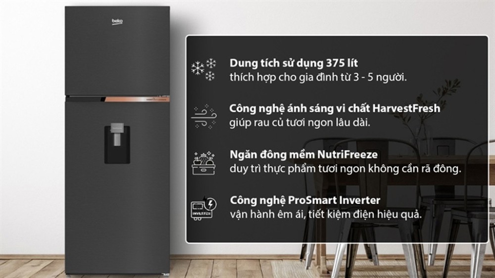 Tính năng nổi bật của tủ lạnh Beko Inverter 375 lít RDNT401I50VDHFSK