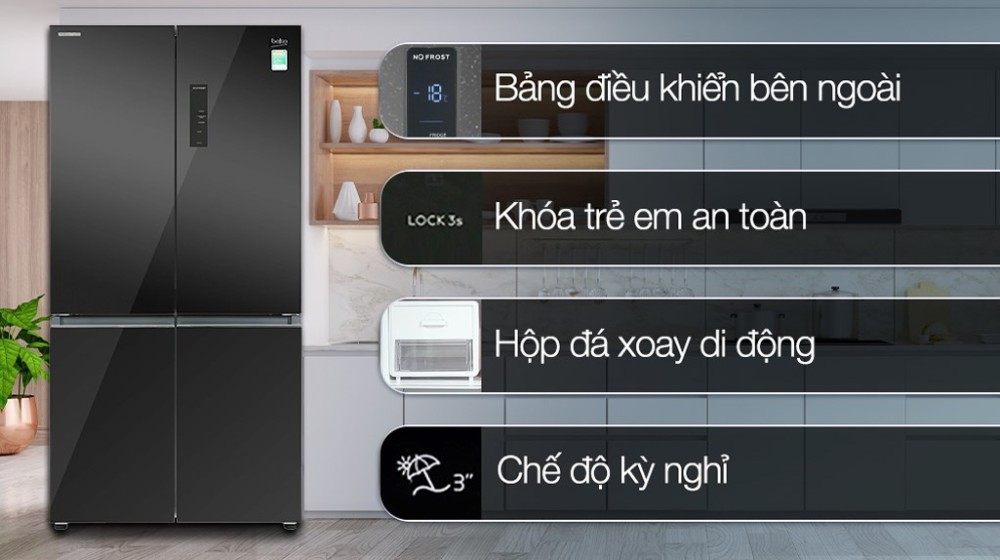 Các tính năng tiện ích đi kèm của tủ lạnh Beko GNO51651GBVN
