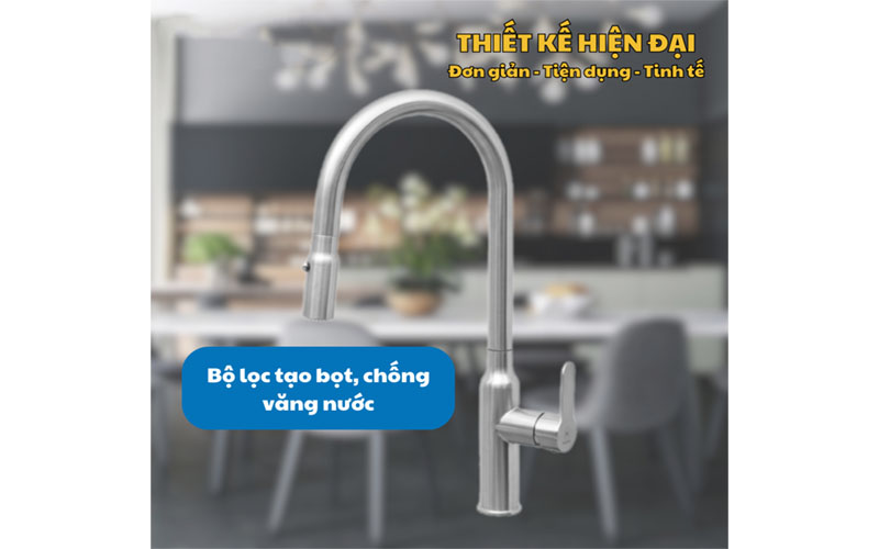 Thiết kế của Vòi nóng lạnh dây rút inox Malloca K046-SS