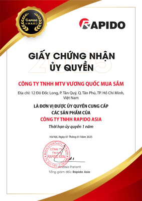 Chứng nhận King Shop là đại lý ủy quyền của thương hiệu Rapido