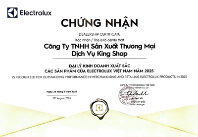 Chứng nhận đại lý kinh doanh xuất sắc Electrolux năm 2025