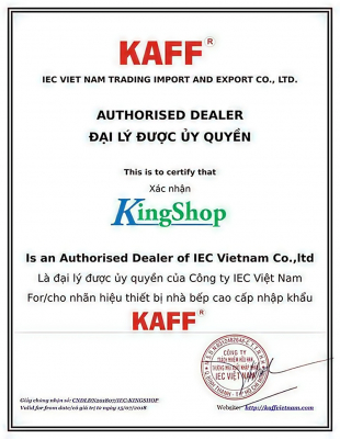 Chứng nhận King Shop là đại lý ủy quyền phân phối thương hiệu KAFF