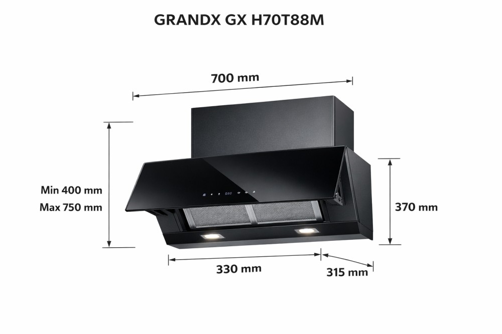 Hút mùi vát tự động mở cửa GrandX GX H70T88M - Hàng chính hãng