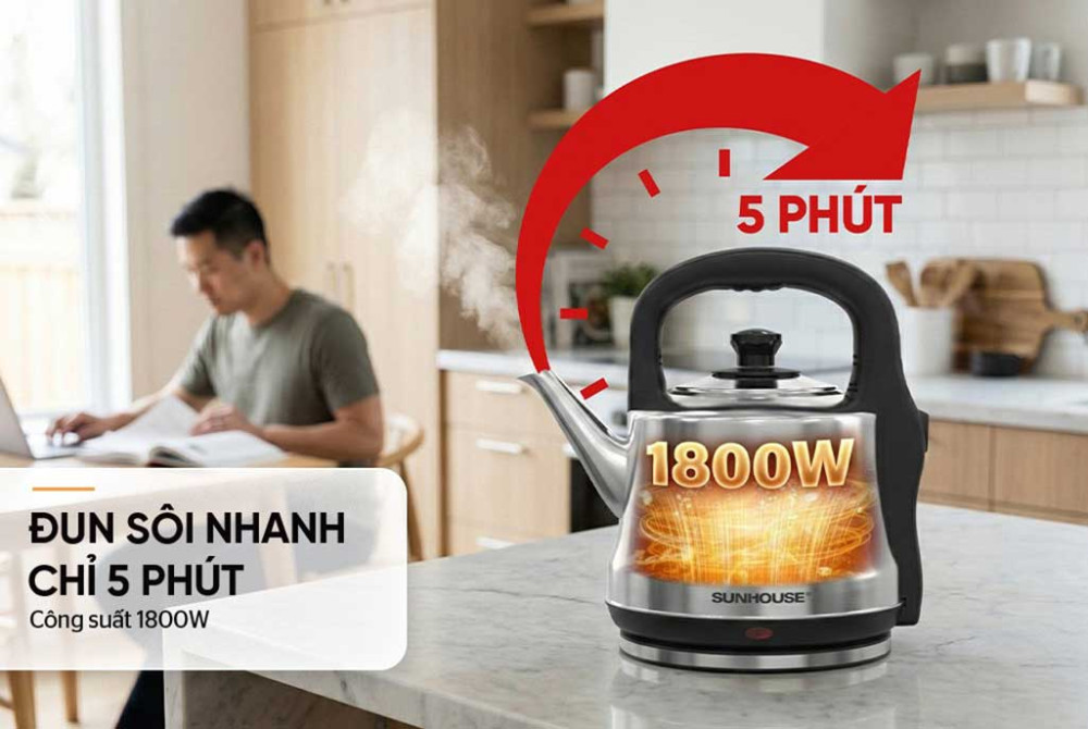 Ấm điện Inox 5L Sunhouse SHD1403 - Hàng chính hãng
