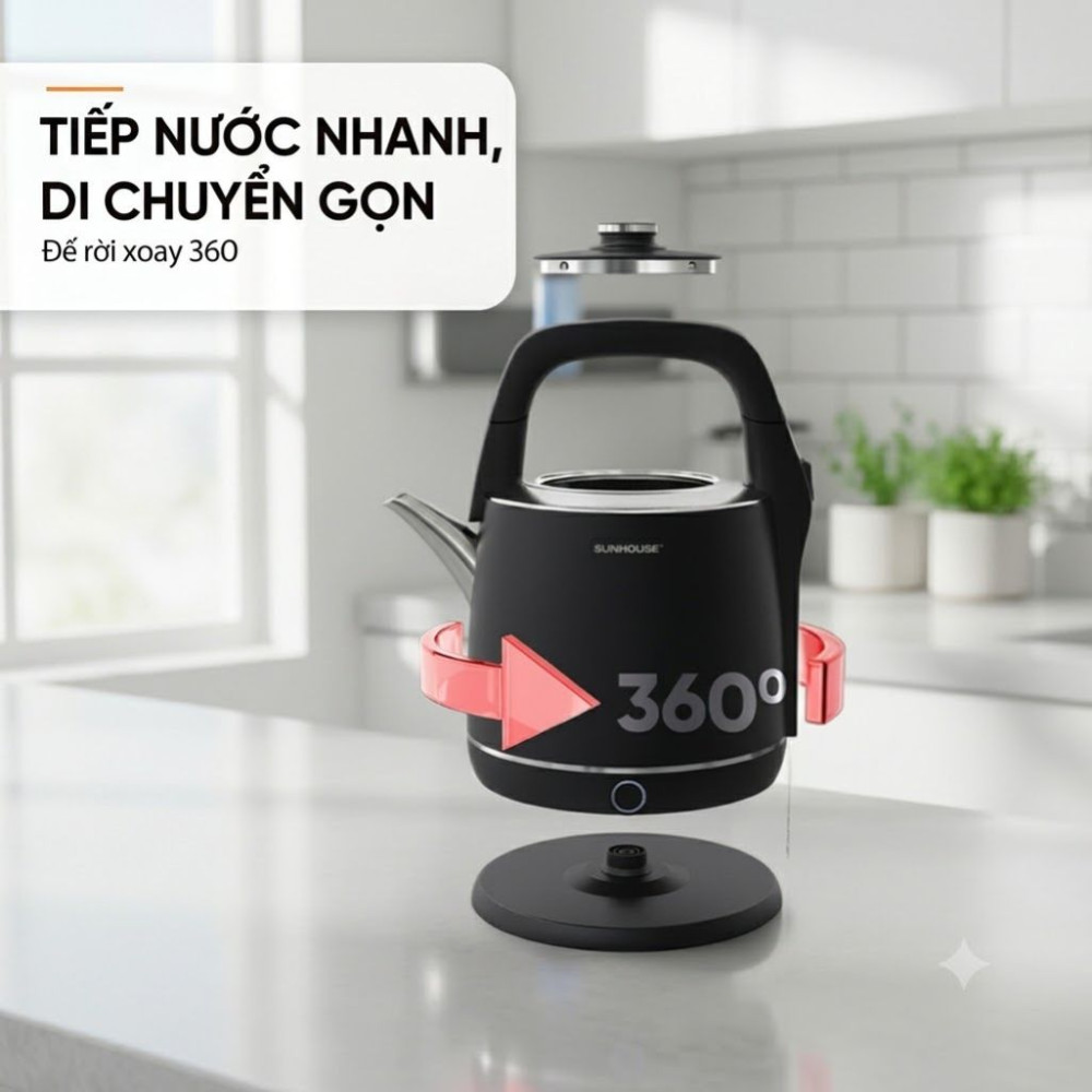 Ấm siêu tốc inox 2 lớp 5L Sunhouse SHD1415  - Hàng chính hãng