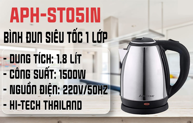 Thông số kỹ thuật của bình đun siêu tốc Apechome APH-ST05IN 