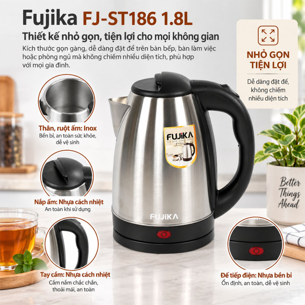 Ấm siêu tốc Fujika FJ-ST186 1.8L - Hàng chính hãng