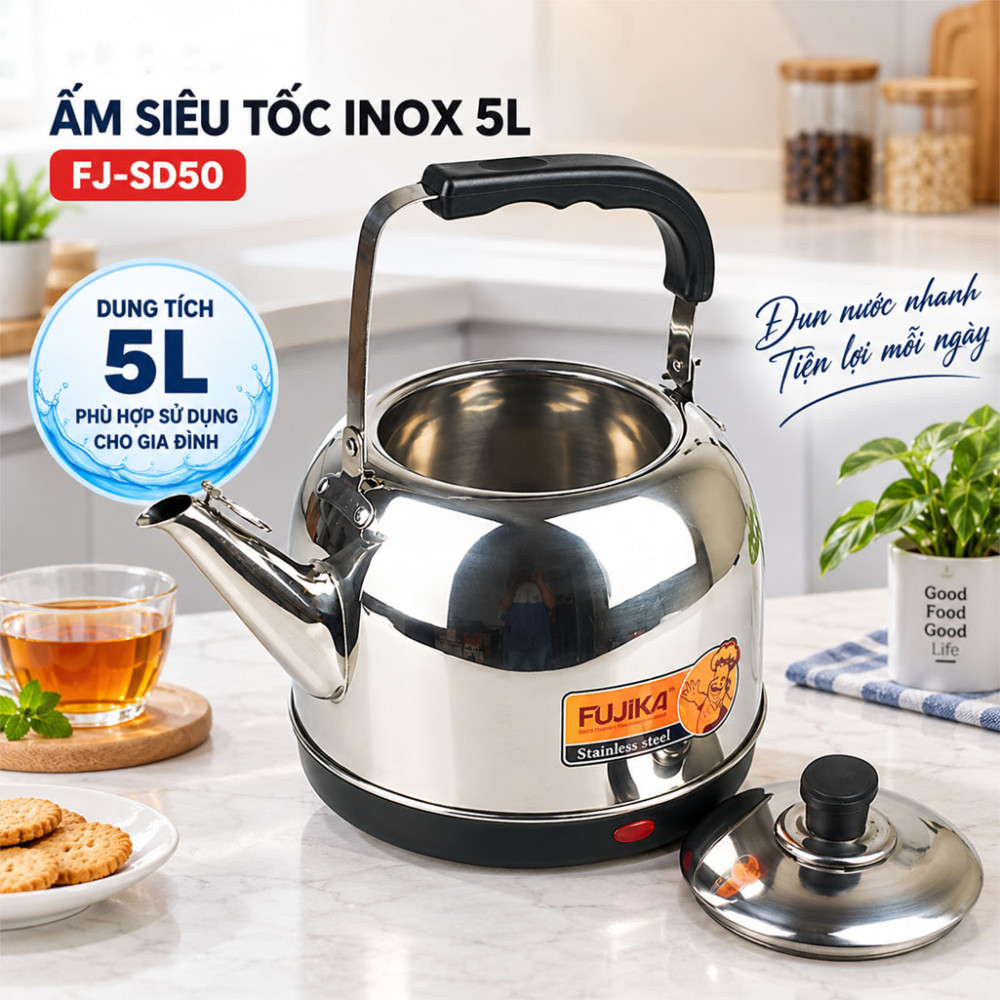 Ấm siêu tốc inox 5L Fujika FJ-SD50 - Hàng chính hãng