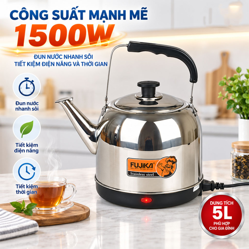 Ấm siêu tốc inox 5L Fujika FJ-SD50 - Hàng chính hãng
