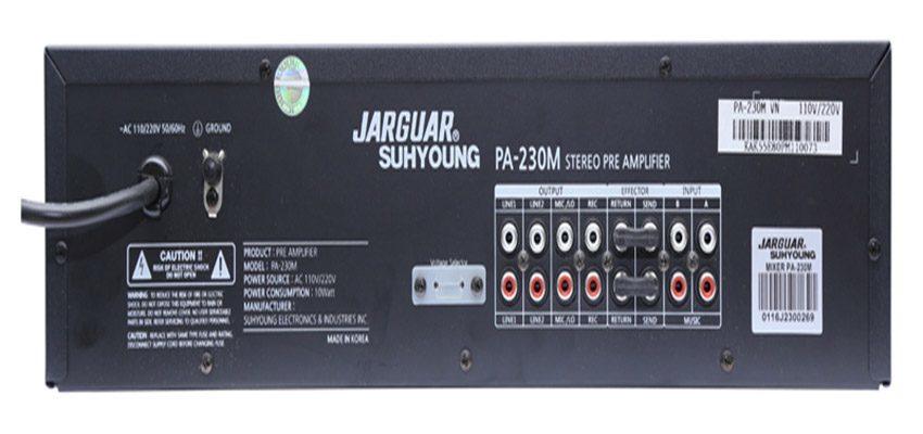 Các cổng kết nối của amply Jarguar Suhyoung PA-230M