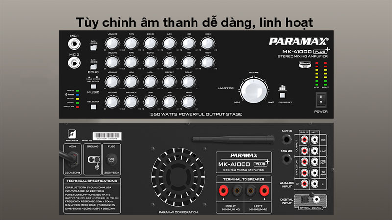 Amply karaoke Paramax MK-A1000 PLUS - Hàng chính hãng