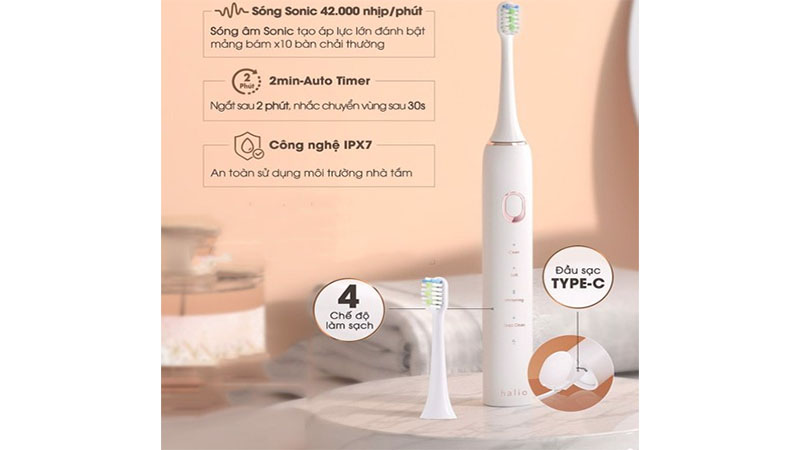 Bàn chải điện Halio Sonic SmartClean Electric Toothbrush - Hàng chính hãng