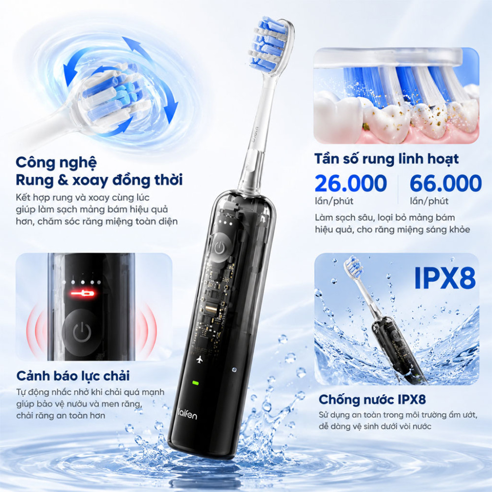 Bàn chải điện Laifen Wave Pro (LFTB02-PT) - Hàng chính hãng