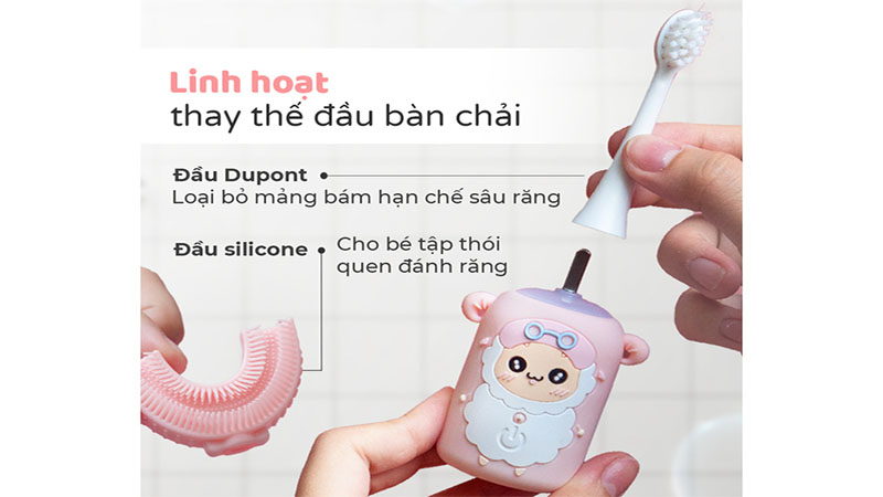 Bàn chải đánh răng điện chữ U cho bé Halio Smart Sonic U-Shaped Toothbrush