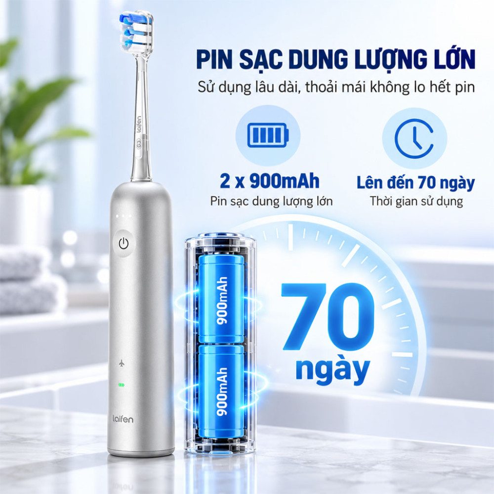 Bàn chải điện thân nhôm Laifen Wave Pro (LFTB02-A) - Hàng chính hãng