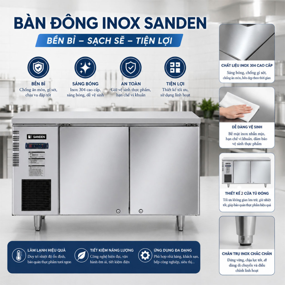 Bàn đông Inox Sanden SCF-1263 235 Lít - Hàng chính hãng