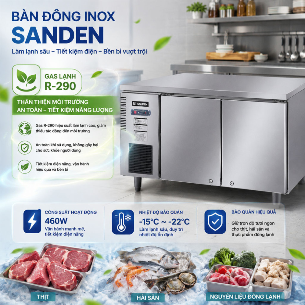 Bàn đông Inox Sanden SCF-1263 235 Lít - Hàng chính hãng
