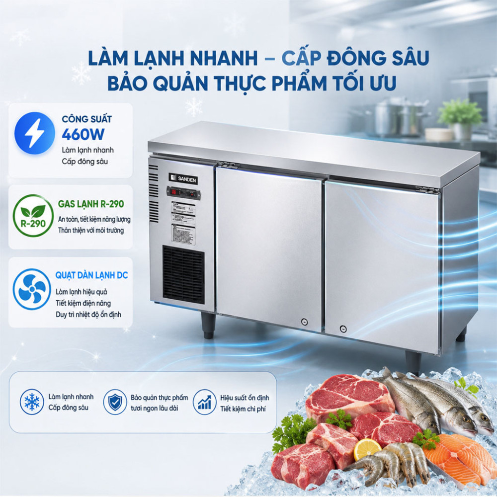Bàn đông Inox Sanden SCF-1503 420 Lít - Hàng chính hãng