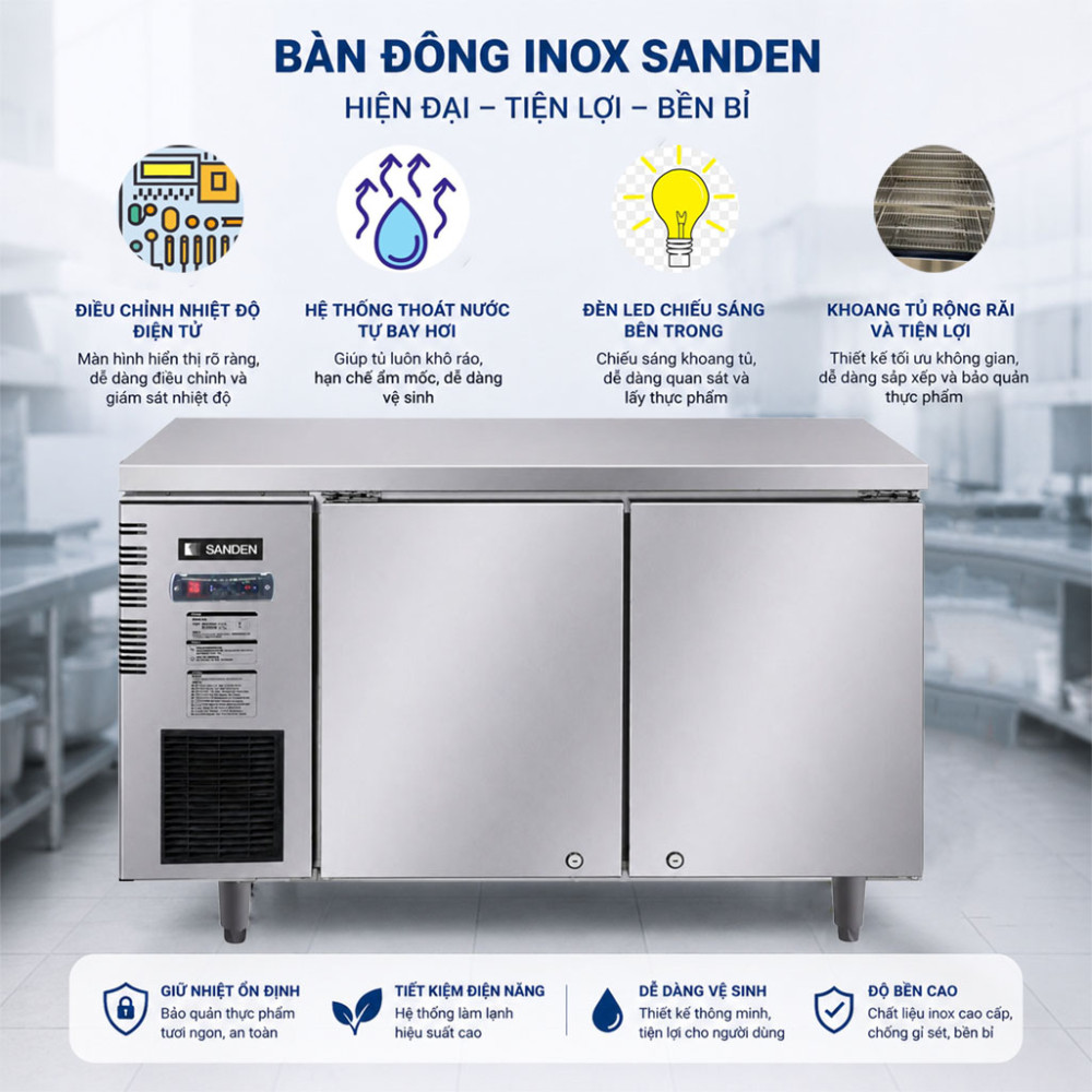 Bàn đông Inox Sanden SCF-1503 420 Lít - Hàng chính hãng