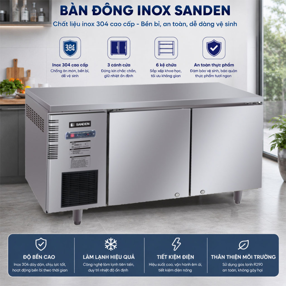 Bàn đông Inox Sanden SCF-1563 320 Lít - Hàng chính hãng
