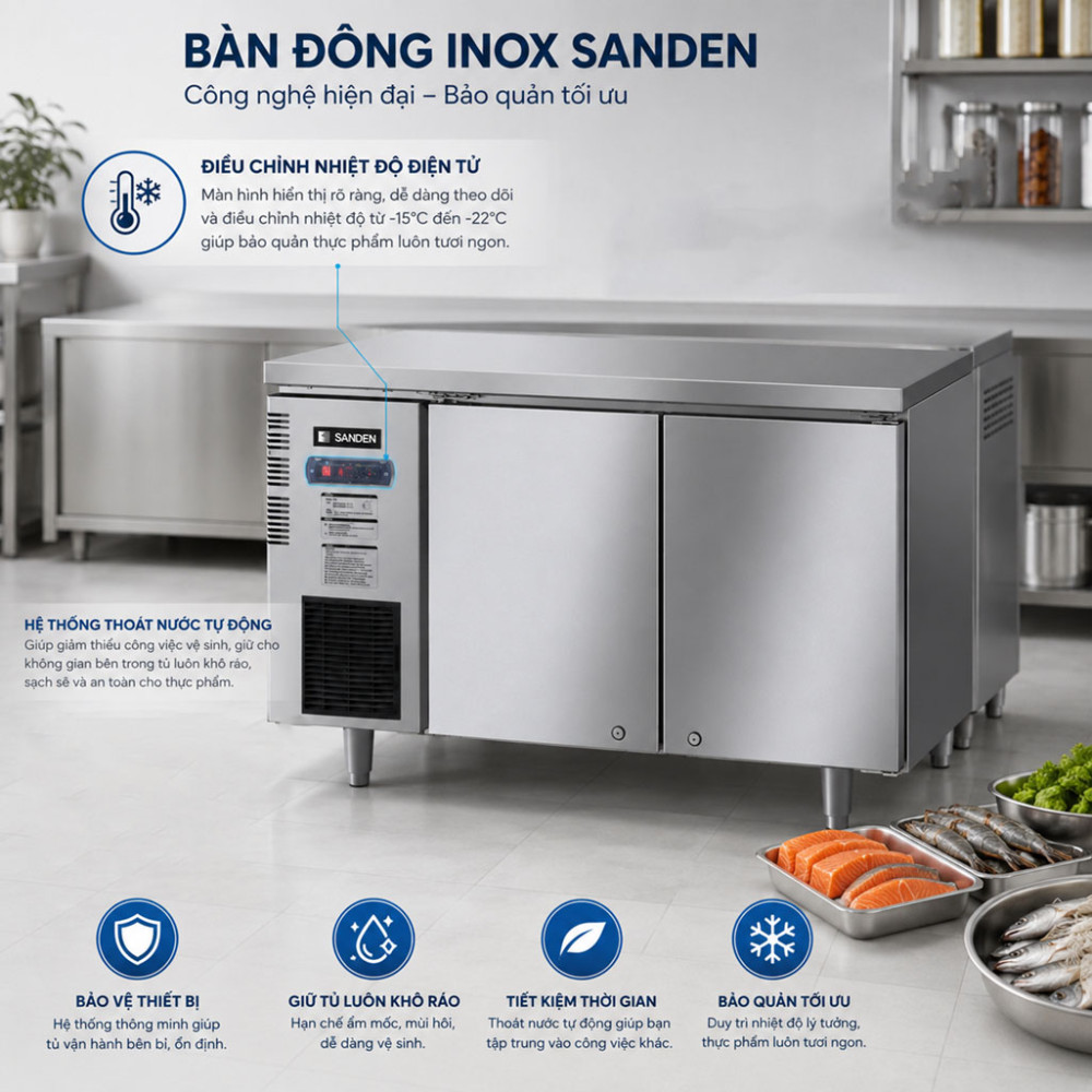 Bàn đông Inox Sanden SCF-1563 320 Lít - Hàng chính hãng
