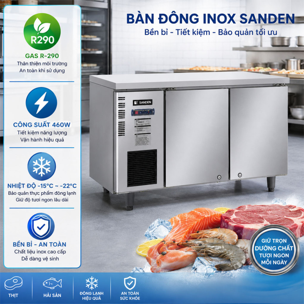 Bàn đông Inox Sanden SCF-1563 320 Lít - Hàng chính hãng
