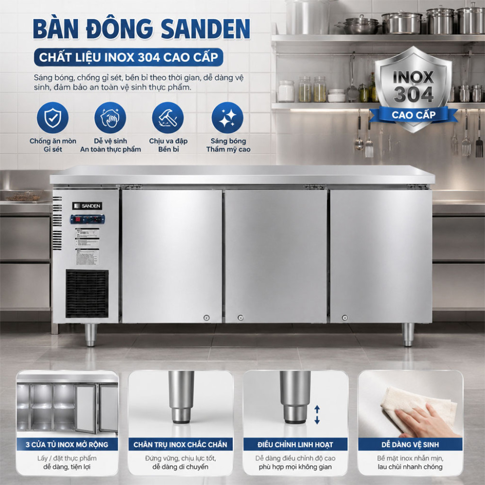 Bàn đông Inox Sanden SCF-1803 530 Lít - Hàng chính hãng