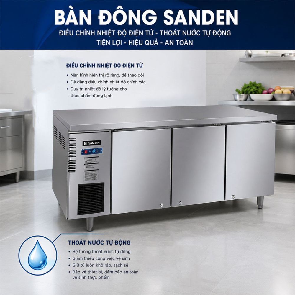 Bàn đông Inox Sanden SCF-1803 530 Lít - Hàng chính hãng