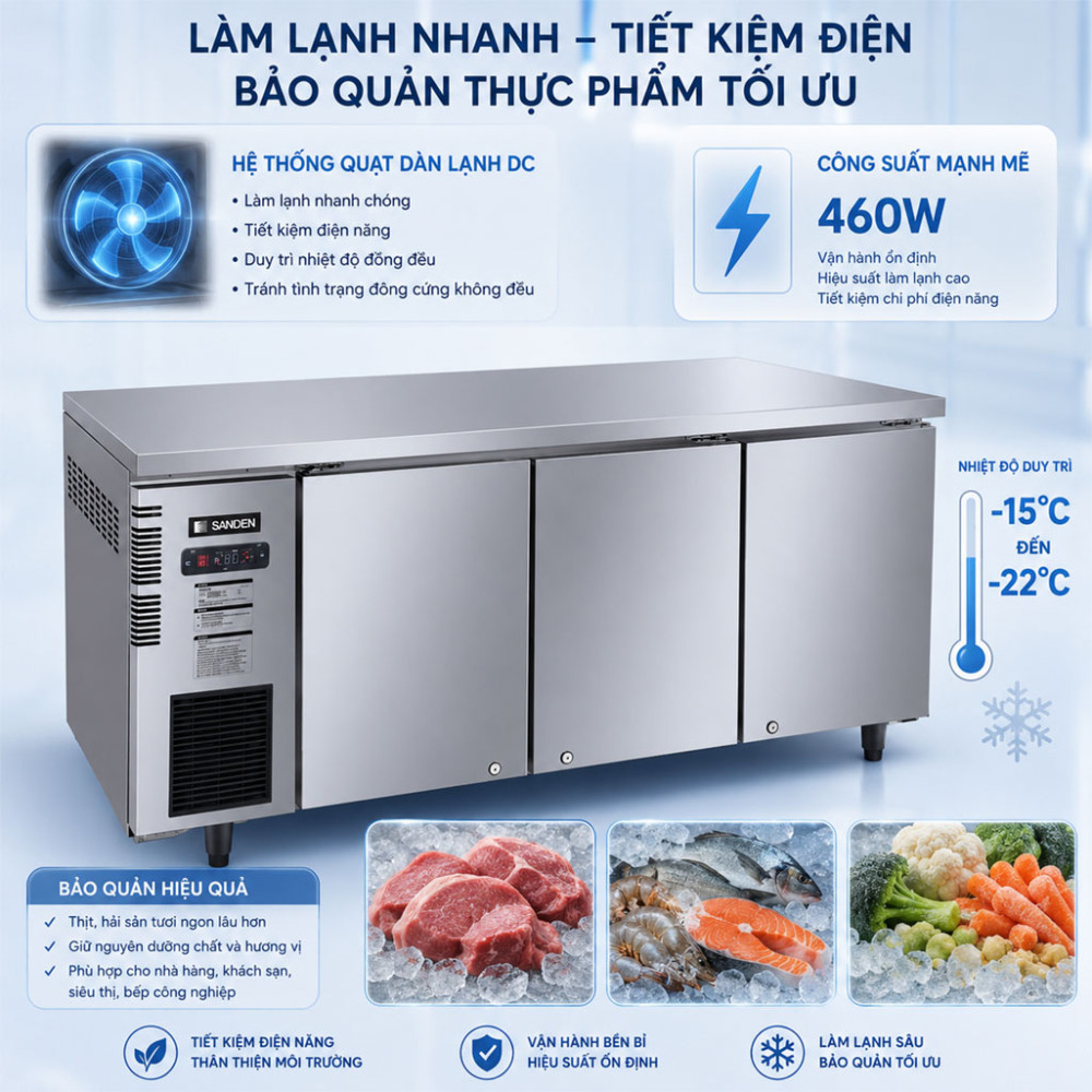 Bàn đông Inox Sanden SCF-1803 530 Lít - Hàng chính hãng