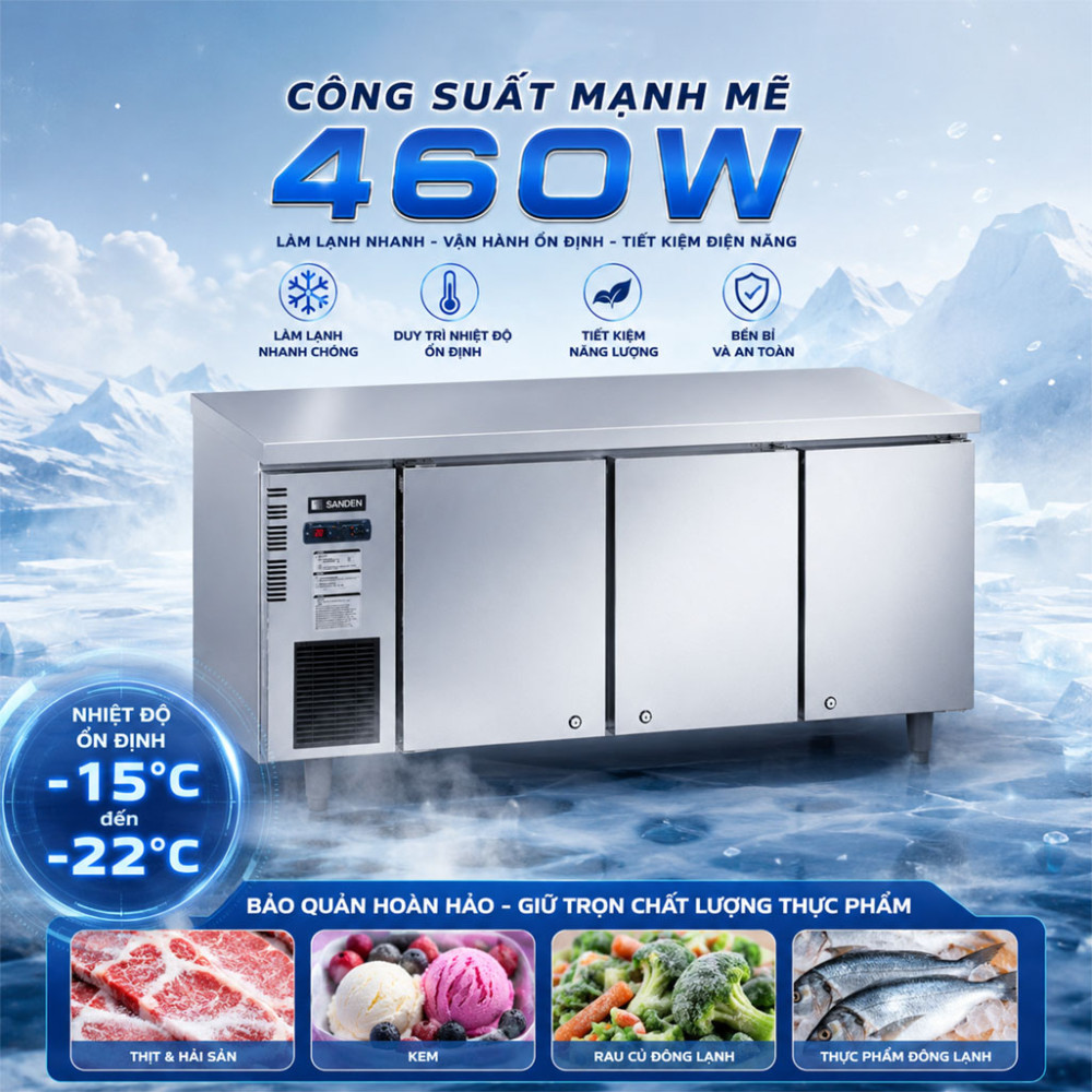 Bàn đông inox Sanden SCF-1863 420 Lít - Hàng chính hãng