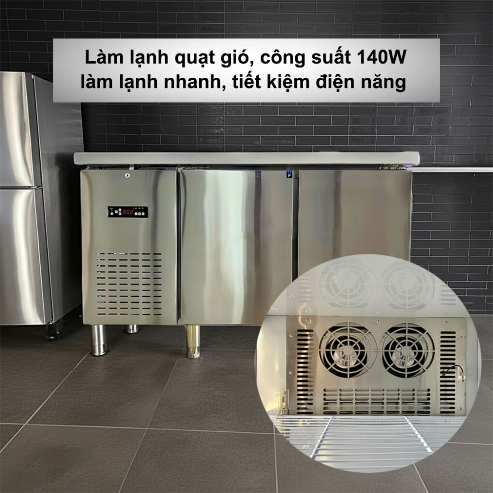 Bàn đông công nghiệp 1.2M Lightcool BL-1500 208L hệ thống làm lạnh quạt gió hiện đại