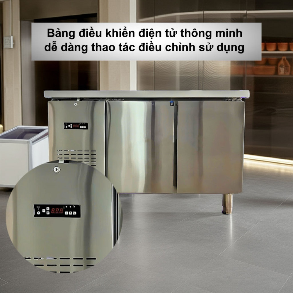 Bàn đông công nghiệp 1.2M Lightcool BL-1500 208L thiết kế bảng điều khiển điện tử hiện đại