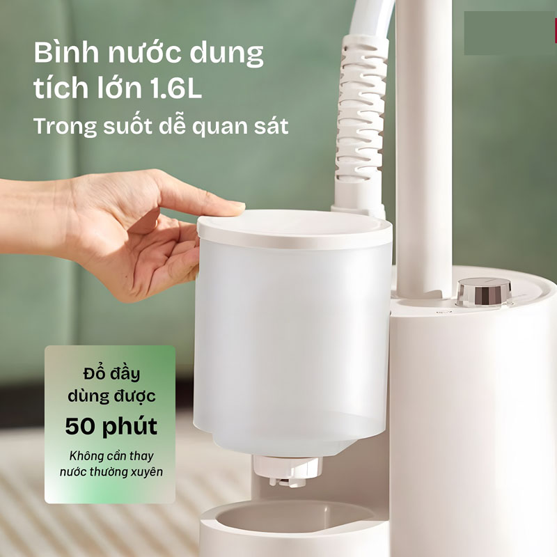 Dung tích 1.6 lít cho khả năng ủi được số lượng lớn quần áo trong một lần