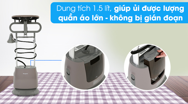 Ngăn chưa nước có dung tích lớn 1.5 lít giúp ủi được số lượng lớn quần áo 