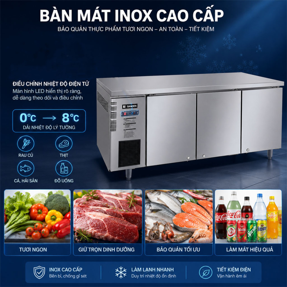Bàn mát Inox Sanden SCC-1803 530L - Hàng chính hãng