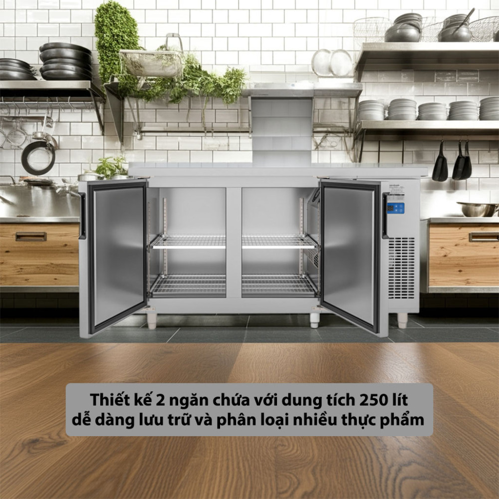 Bàn mát công nghiệp Yubann YB-F15IN dung tích tủ lớn phù hợp cho kinh doanh