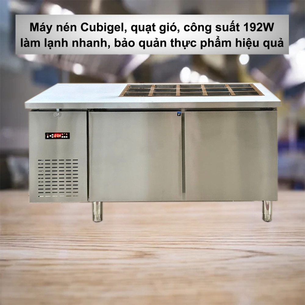 Bàn salad 1.5m Lightcool BL-1500 294L hoạt động với công suất mạnh mẽ, động cơ bền bỉ
