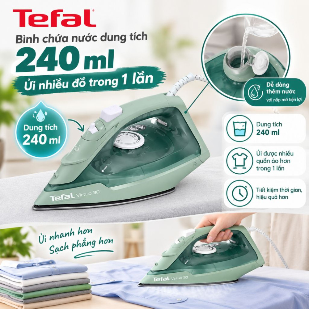 Bàn ủi hơi nước Tefal Virtuo 30 FV2C51E1 - Hàng chính hãng