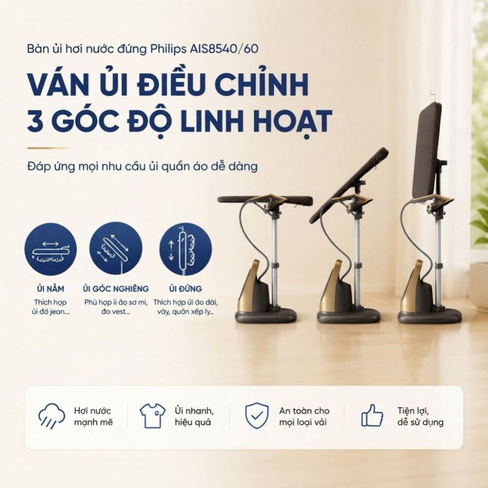 Bàn ủi hơi nước đứng Philips AIS8540/60 - Hàng chính hãng