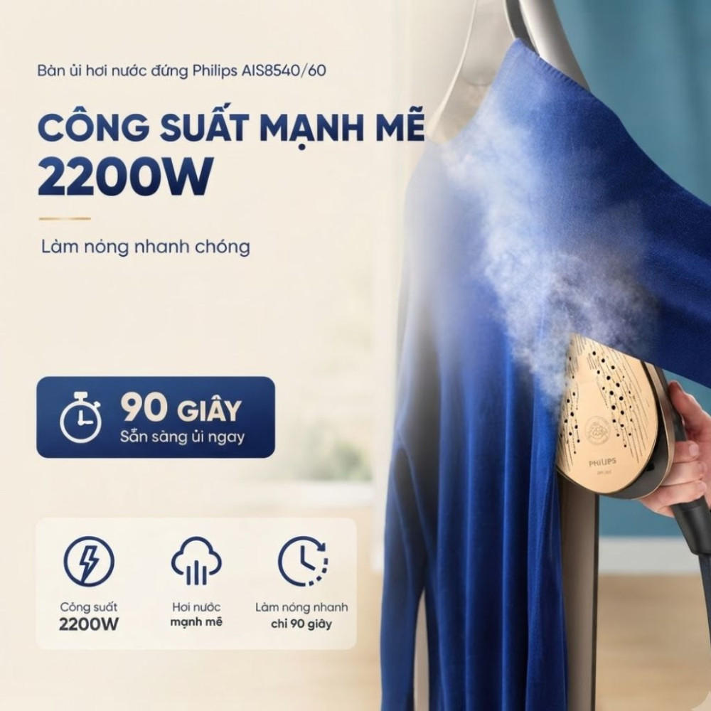 Bàn ủi hơi nước đứng Philips AIS8540/60 - Hàng chính hãng
