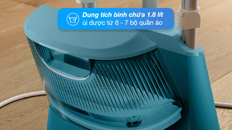 Dung tích lớn 1.8 lít cho khả năng ủi được số lượng lớn quần áo