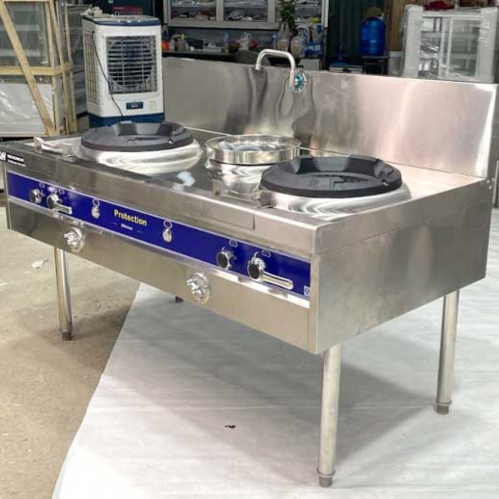 Bếp Á 2 họng gas inox 201 có quạt thổi BA2H1.5M-120W-NK - Hàng chính hãng