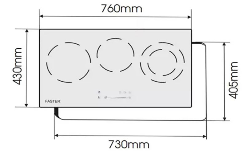 Kích thước của Bếp ba điện từ hồng ngoại Faster FS-713HI