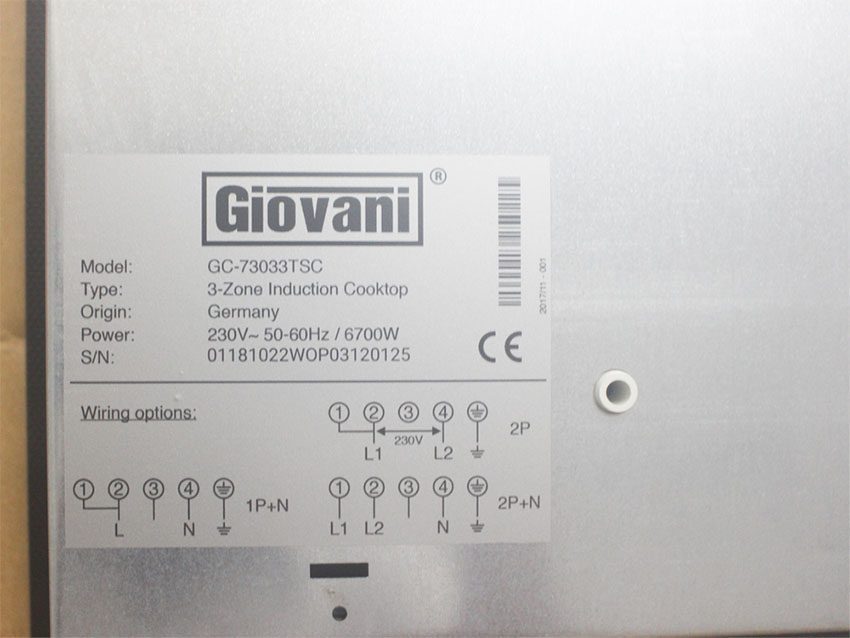 Thông số kĩ thuật của Bếp ba từ Giovani GC-73033 TSC