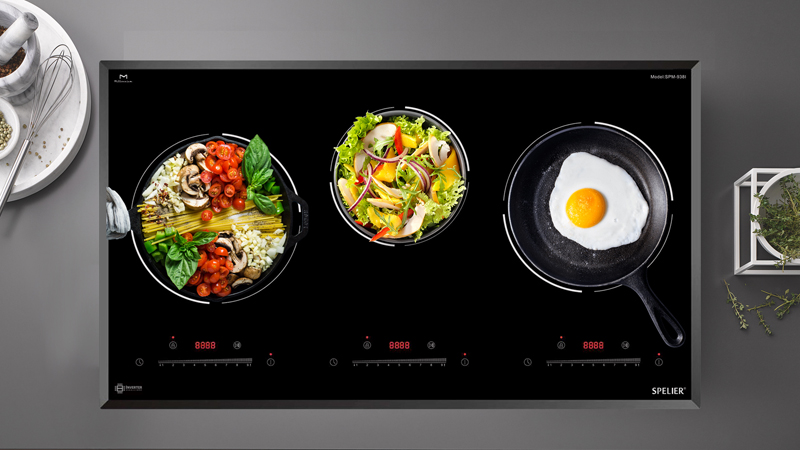 3 bếp nấu với  tổng công suất tiêu thụ là 5800W