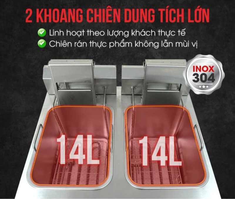 Dung tích lớn phù hợp với mô hình quán ăn nhanh...
